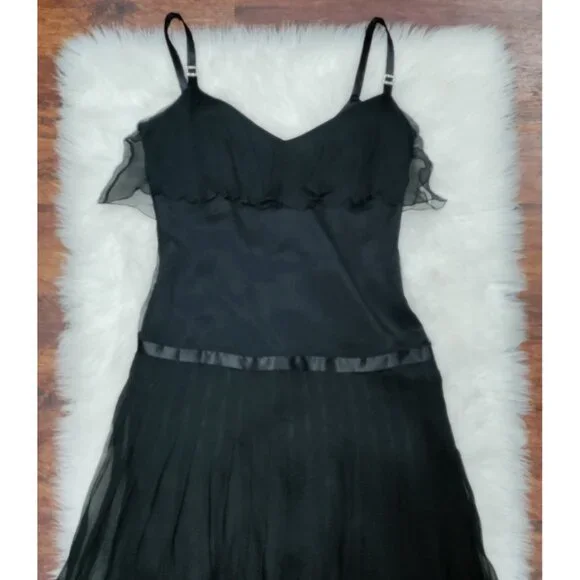 Laundry By Shelli Segal Whimsy Goth Twee Ribbon Waist Silk Dress Women's Size 2 - Picture 6 of 10